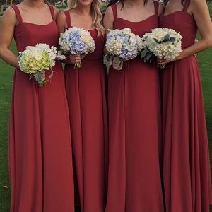 Amsale Alexis Long Chiffon Dress Size 6 Extra Length in Cayenne